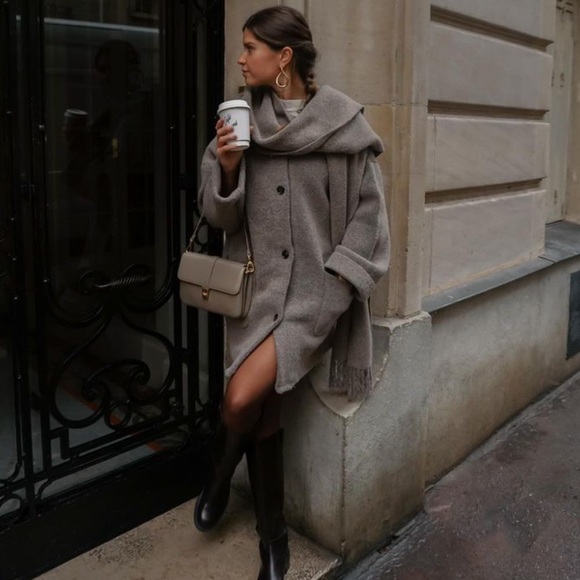 NWT Zara Short Knit Coat With Scarf - Picture 15 of 16